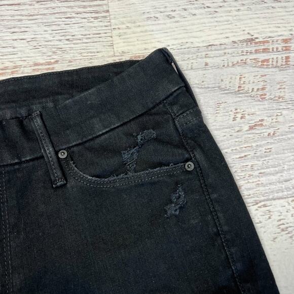 MOTHER Looker Ankle Fray Skinny Jeans SIZE 28 Guilty as Sin Black Distress Denim - Picture 8 of 15